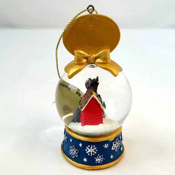 Danbury Mint Christmas Miniature Schnauzer Mini Snow Globe Ornament Dog House - Picture 7 of 11